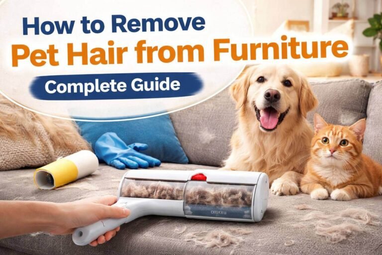 how to remove pet hair from furniture using a pet hair remover roller on a couch