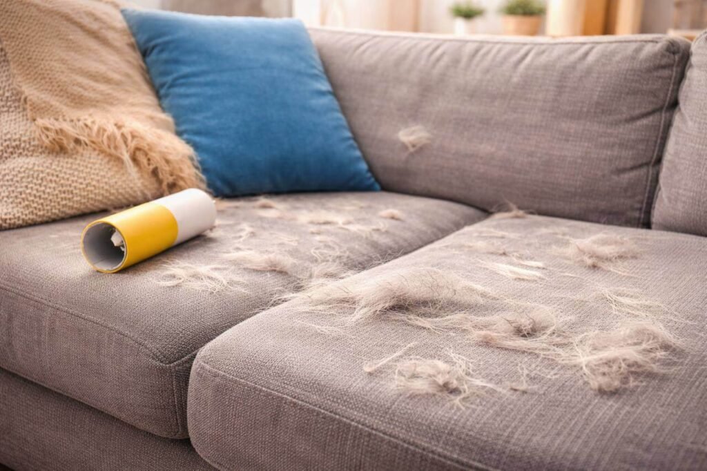 How to Remove Pet Hair from Furniture (10 Easy Methods That Work) 2 pet hair on couch furniture cleaning problem
