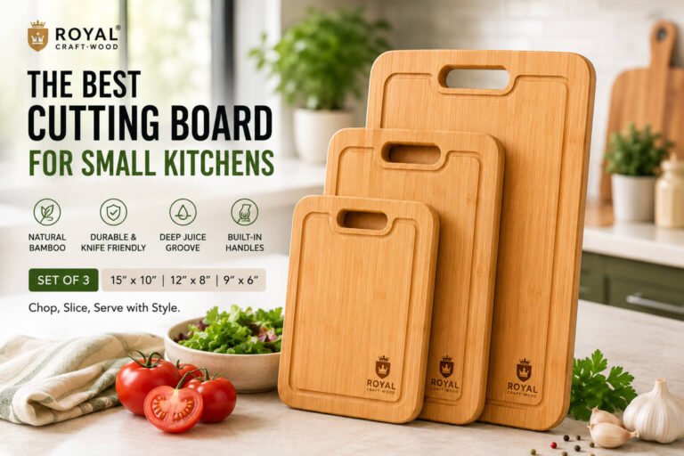 Royal Craft Wood bamboo cutting board set for small kitchens with deep juice groove