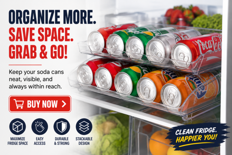 Keep soda cans organized in your fridge with a stackable soda can organizer