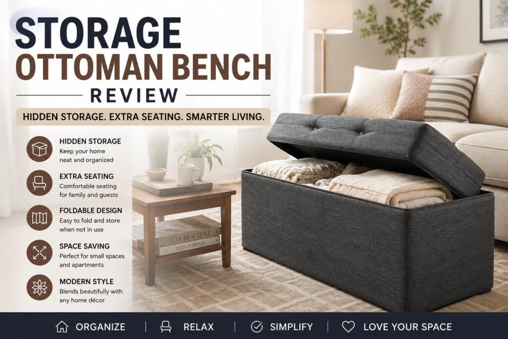 5 Reasons This Storage Ottoman Bench Is Perfect for Small Homes 2 Storage ottoman bench with hidden storage and extra seating in a modern living room